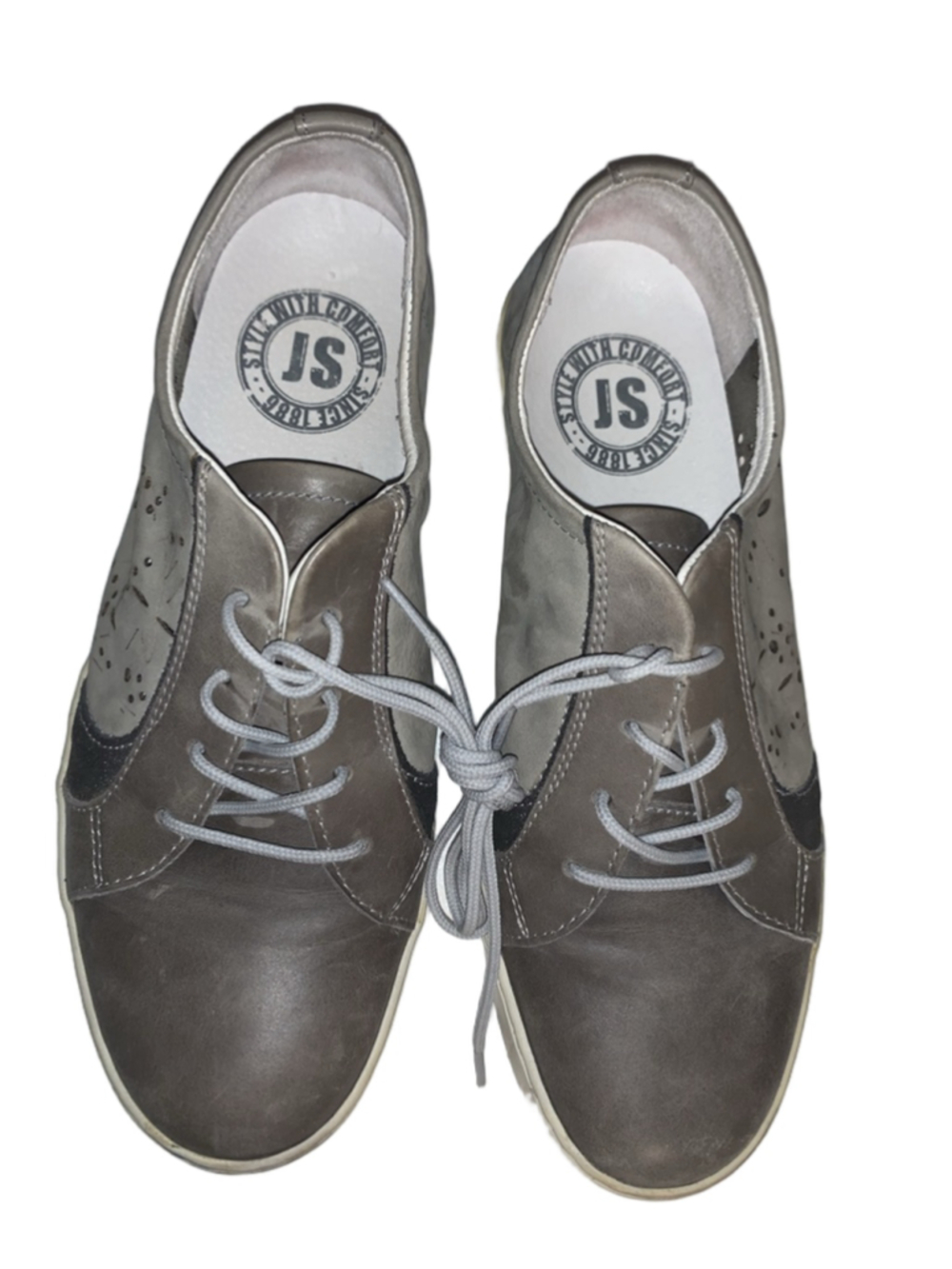 Women's Josef Seibel Gray Leather Sneakers Size 9 Eur 40